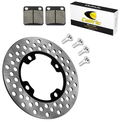 Caltric Front Brake Disc with Pads Bolts Compatible with Yamaha Wolverine 450 YFM450FX 4x4 2006 2007 2008-2010