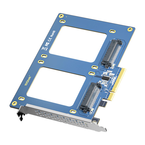 PCIe 3.0 to (2) U.2 SFF-8639 Adapter, X8, for 2.5" U.2 NVMe SSD or 2.5" SATA SSD