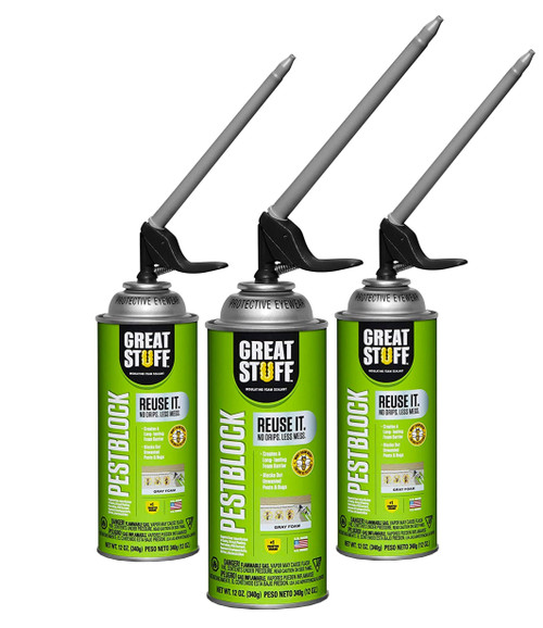 Great Stuff Pestblock Smart Dispenser - 3 Pack (3 x 12oz), Off-White