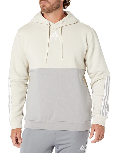 adidas Men's Essentials Colorblock Hoodie, Alumina/Orbit Green/Solid Grey, Medium