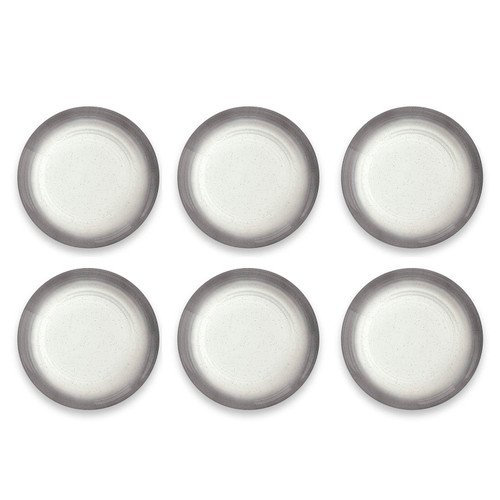 TarHong Ombre Rim Speckle Salad Plate, Grey, 8.3", Melamine, Set of 6