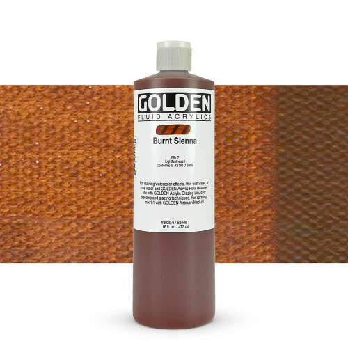 Golden Fluid Acrylic, 16 ounce bottle Burnt Sienna