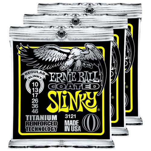 3 Sets of Ernie Ball Coated 3121 Regular Slinky Electric Guitar Strings 10-46 3 Sets of Ernie Ball Coated 3121 Regular Slinky Electric Guitar Strings 10-46