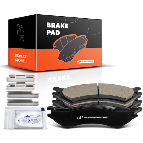A-Premium Rear Ceramic Disc Brake Pads Set Compatible with Select Ford Models - E-250 2003-2007, E-250 Econoline, E-350 Club Wagon, E-350 Econoline Club Wagon, E-350 Super Duty, with Hardware, 4 Pcs