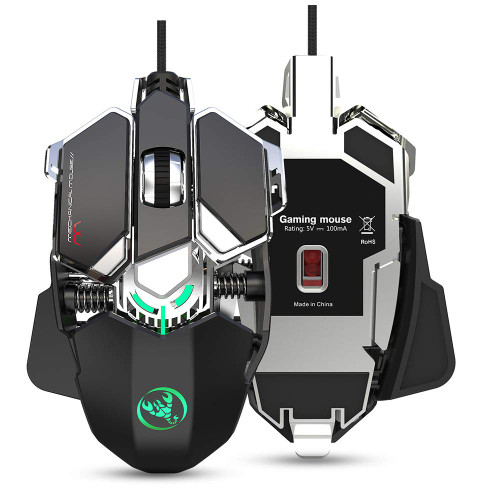 Gaming Mouse for PC and Laptop, Wired Ergonomic Mice Professional Wired Mouse, 6,400 DPI, RGB, Lightweight, 6 Programmable Buttons Plug and Play,Black