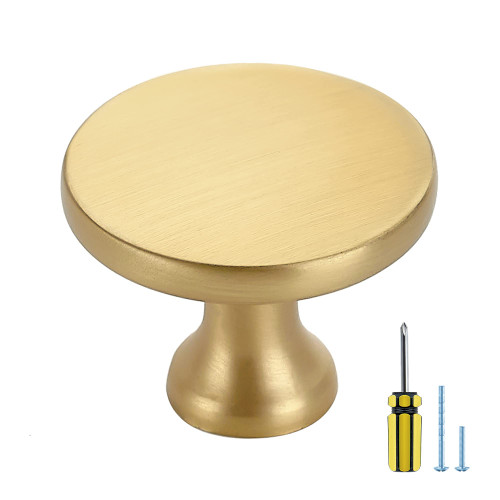 Ravinte 30 Pack Solid Metal Knobs Dresser Drawer Knobs Gold Cabinet Hardware Round Cabinet Door Knobs Drawer Knobs Kitchen Cabinet Knobs Brushed Brass Drawer Pulls