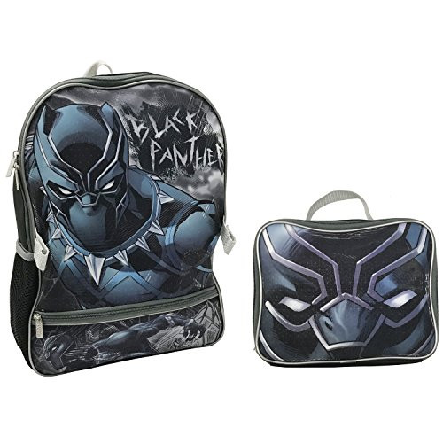 Marvel Boys' Black Panther Backpack with Lunch Kit, One Size
