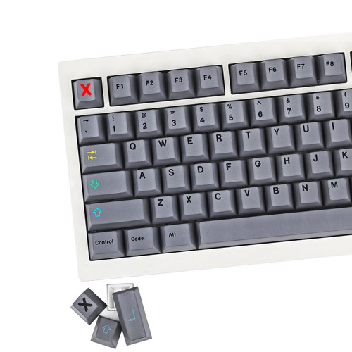 GEKUCAP 129 Keys Retro Grey Keycaps, Minimalist Gray PBT Customized Keycaps, Cherry Profile Dye Sublimation Keycap Set for Cherry MX Gateron Kailh Switches Mechanical Keyboards (8001 Grey)