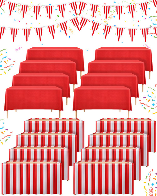 20 Pieces Carnival Theme Party Decors Carnival Table Skirts Carnival Circus Theme Tablecloths Red White Striped Pennant Banners Circus Carnival Bunting Banners for Carnival Circus Decors 20 Pieces Carnival Theme Party Decors Carnival Table Skirts Carnival Circus Theme Tablecloths Red White Striped Pennant Banners Circus Carnival Bunting Banners for Carnival Circus Decors