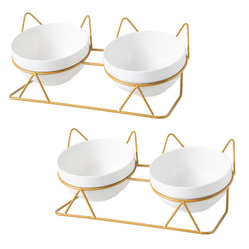 Tticai 2 Pack Double Cat Bowls Ceramic Cat Food Bowls with 15 Degree Tilted Raised Stand Anti Vomiting Elevated Cat Dish White Elevated Cat Feeder Pet Feeding Station for Small Cats Dogs Puppy Tticai 2 Pack Double Cat Bowls Ceramic Cat Food Bowls with 15 Degree Tilted Raised Stand Anti Vomiting Elevated Cat Dish White Elevated Cat Feeder Pet Feeding Station for Small Cats Dogs Puppy