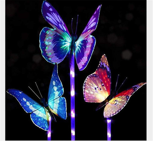 6 Pack Butterfly Garden Solar Lights Outdoor, LED Color Changing Stake Lights, Solar Powered Optic Fiber Decorative Lighting, Yard Art, Garden Decorations, Housewarming Gifts.