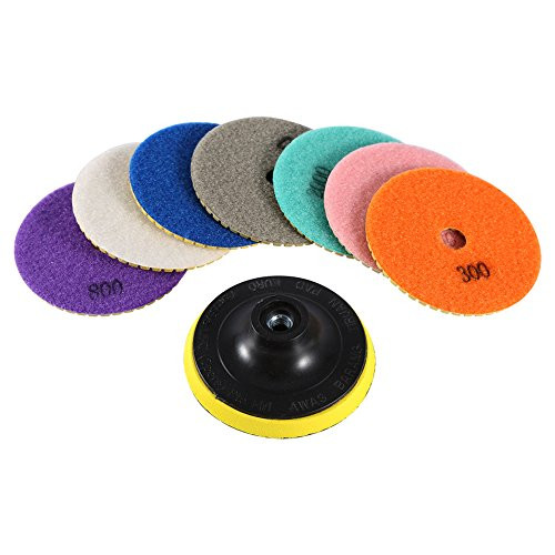 8pcs 4inch Diamond Wet Polishing Pads, Granite Stone Dry Polishing Pads Marble Concrete Polishing Disc Kit