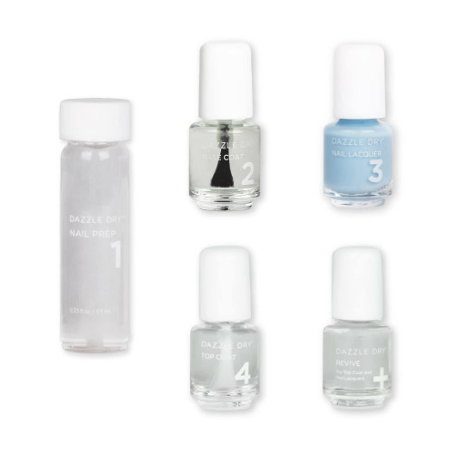 Dazzle Dry Mini Kit 4 Step System - Lotion, Please!, a light powder blue with gray undertones. Full coverage cream. (5 Piece Kit)