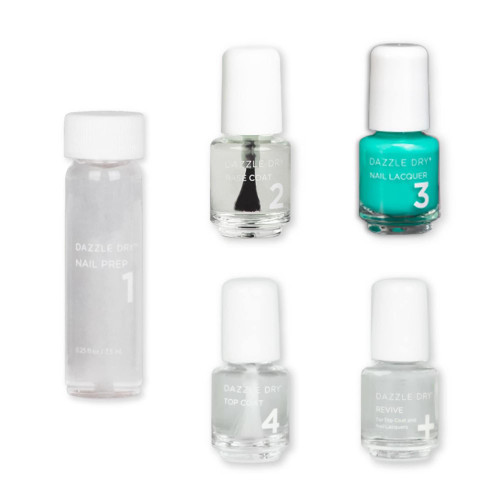 Dazzle Dry Mini Kit 4 Step System - Palm Springs, a mid-century modern deep seafoam green. Semi-sheer, cream. (5 Piece Kit)