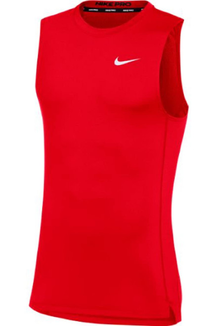 Nike Mens Pro Sleeveless Fitted Training Tee (Large, Red)