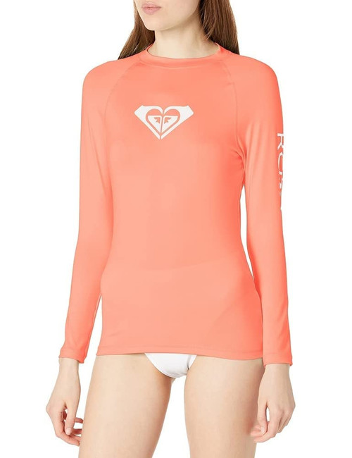 Roxy Women's Beach Classics Long Sleeve Rashguard, Fusion Coral, XL