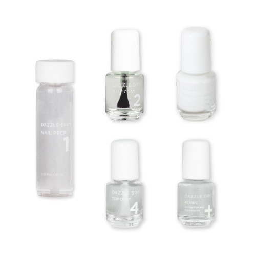 Dazzle Dry Mini Kit 4 Step System - White Lightning - A true stark white. Full coverage cream. (5 Piece Kit)