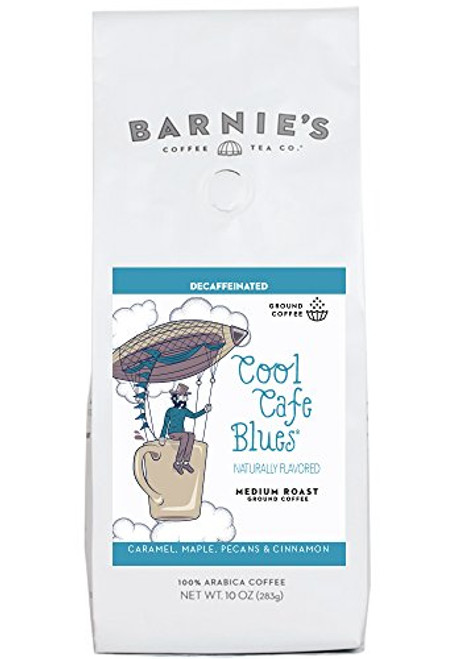 Barnie's Coffee & Tea Decaf Cool Café Blues, Ground Coffee, Medium Roast, Arabica Coffee Beans, 10oz Bag