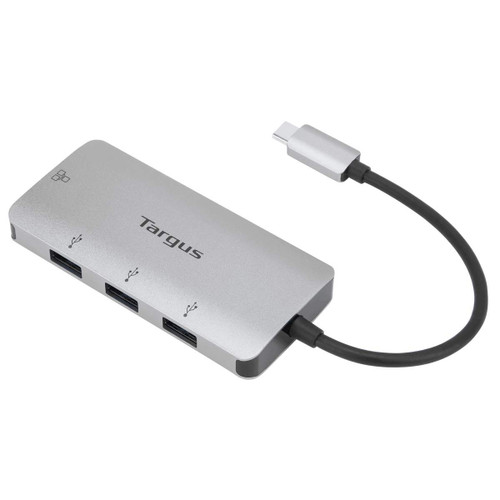 Targus USB-C Ethernet Adapter with 3X USB-A Ports, Gray (ACA959USZ)