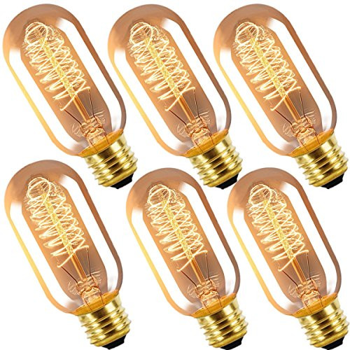 INNOCCY Edison Light Bulb , 40W E26 E27 Vintage Bulb Dimmable T45 Antique Tubular light bulb , 2300K, Pack Of 6