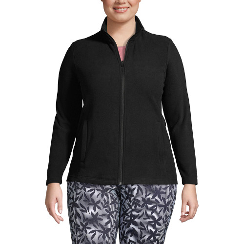 Lands' End Womens Full Zip Fleece Jacket Black Regular Large