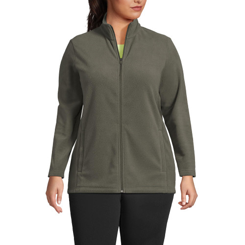 Lands' End Womens Full Zip Fleece Jacket Forest Moss Green Plus 3x