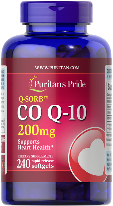 Puritan's Pride CoQ10 200mg, Supports Heart Health, 240 Rapid Release Softgels Puritan's Pride CoQ10 200mg, Supports Heart Health, 240 Rapid Release Softgels