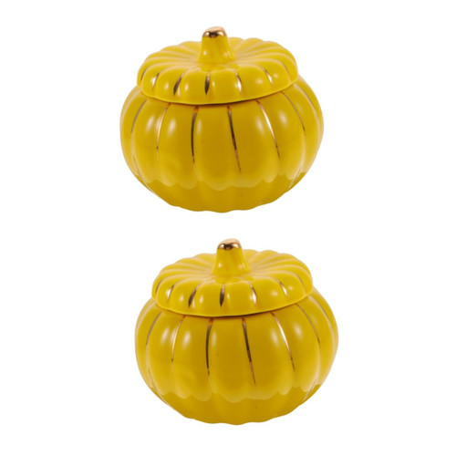 BESTOYARD 2pcs ceramic cup container with lid food containers ceramic bowl with lid small stew pot pumpkin serving bowl ceramic stew pot ceramics Dessert Bowl Steamed Bowl Soup Bowl jewelry