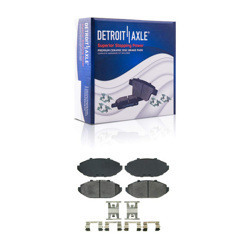 Detroit Axle - Front Ceramic Brake Pads w/Hardware Kit Replacement for 1998-2002 Ford Crown Victoria, Lincoln Town Car, Mercury Grand Marquis