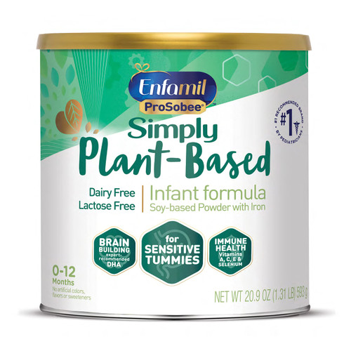 Enfamil Plant based Baby Formula, 20.9 Oz Powder Can, Enfamil ProSobee for Sensitive Tummies, Soy-based, Plant Sourced Protein, Lactose-free, Milk free Enfamil Plant based Baby Formula, 20.9 Oz Powder Can, Enfamil ProSobee for Sensitive Tummies, Soy-based, Plant Sourced Protein, Lactose-free, Milk free
