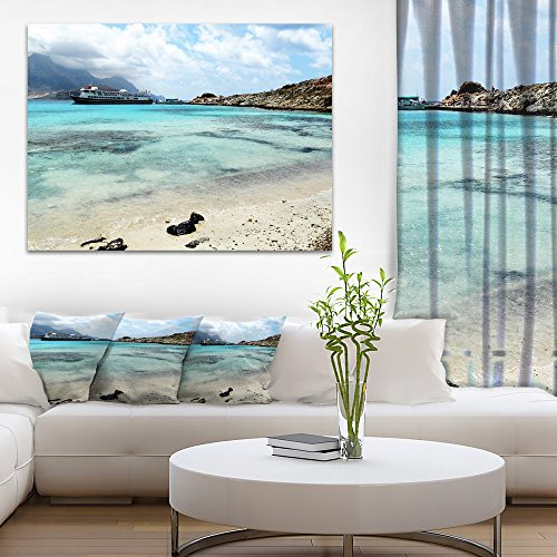 Design Art Blue Crete Island in Greece Seashore Canvas Wall Artwork, 20x12, Blue