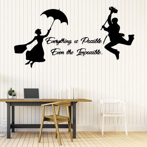 18 x 35 in Mary Poppins Wall Decals for Kids Room Bedroom - Mary Poppins Wall Stickers for Kids - Mary Poppins Quotes Decor - Mary Poppins Decorations for Nursery Room MPO003