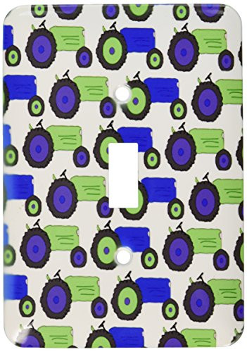 3dRose LSP_35472_1"Cute Tractor Print-Green Blue and Purple Single Toggle Switch
