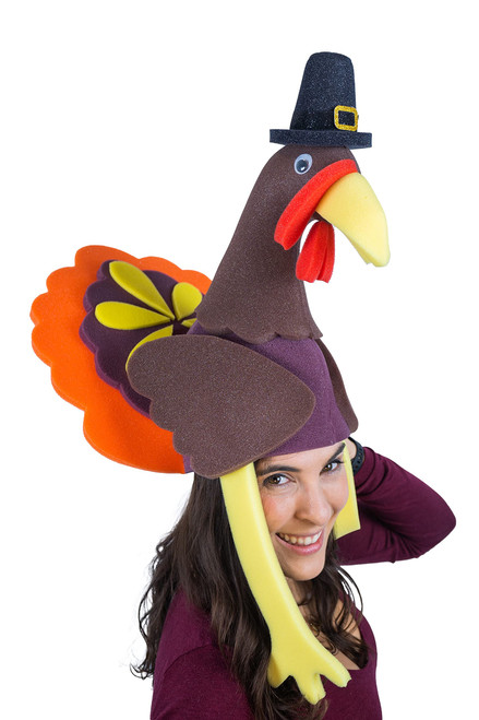 FOAM PARTY HATS: Thanksgiving Turkey Hat - Thanksgiving Gift - Turkey Day Hat - Thanksgiving Favors - Turkey Party Hat - Halloween Hat - Roast Turkey Hat -Photobooth prop - Giant Turkey Hat