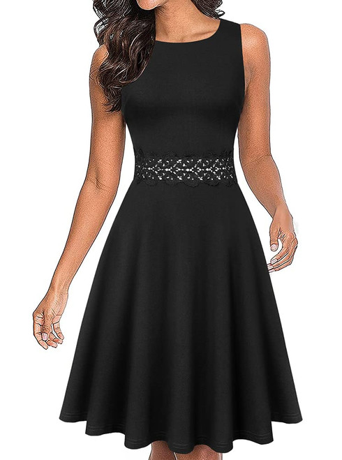Owin Women's Vintage Floral Lace Flared A-Line Swing Casual Party Cocktail Dresses Sleeveless Owin Women's Vintage Floral Lace Flared A-Line Swing Casual Party Cocktail Dresses Sleeveless