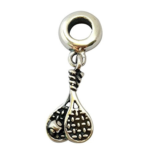 Tennis Dangle Charm 925 Sterling Silver Sports Beads fit for DIY Charms Bracelets