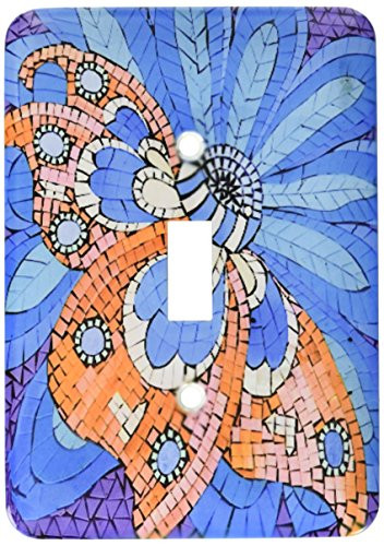 3dRose LLC lsp_35018_1 Blue and Orange Mosaic Single Toggle Switch