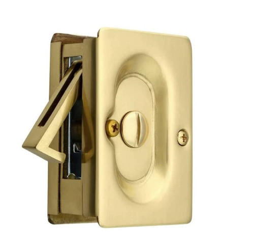 EMTEK Premium Quality Mid-Century Pocket Door Privacy Lock Set in Satin Brass