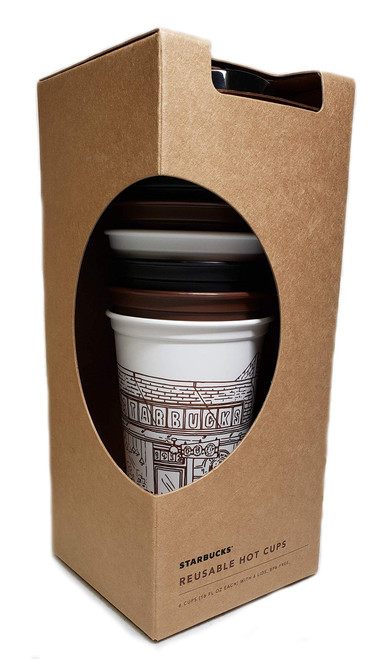 Starbucks Pike Place Market First Store Reusable Hot Cups with Lids, 6 Pack, 16 oz