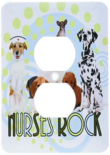 3dRose LSP_79458_6 Nurses Rock Pack of Dogs in Trendy Blue and Green hues Plug Outlet Cover, Multicolored