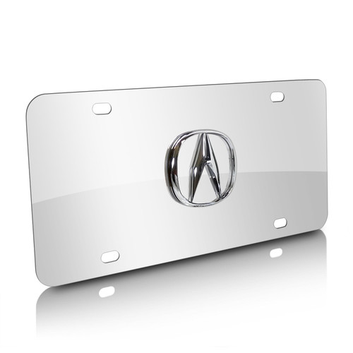 Au-TOMOTIVE GOLD Acura Chrome Logo on Chrome License Plate - No Fill Au-TOMOTIVE GOLD Acura Chrome Logo on Chrome License Plate - No Fill