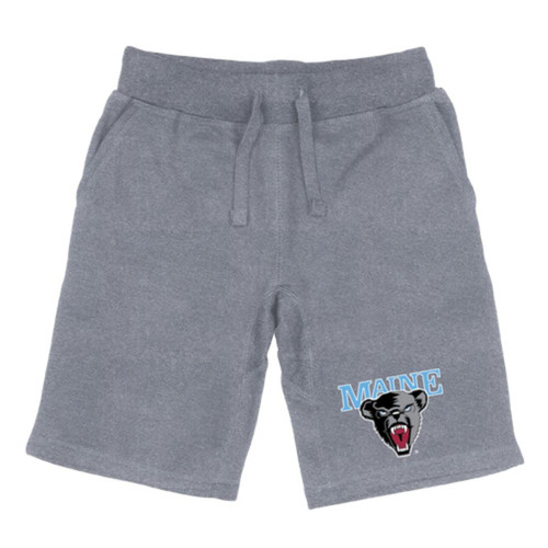 UMaine University of Maine Black Bears Premium Fleece Drawstring Shorts Heather Grey Large