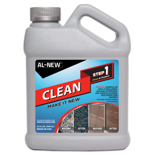 AL-NEW STEP 1 CLEAN | Cleaning Solution for Outdoor Patio Furniture, Garage Doors, Window Frames, Exterior Lights & Fencing (32 Ounce)