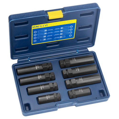 MABLEVI 8PCS Wheel Lock Removal Kit, SAE Metric Locking Lug Nut Master Key Set for Aftermarket and Factory Wheel Tire Keys, Removing Spline Lug Nut Socket MABLEVI 8PCS Wheel Lock Removal Kit, SAE Metric Locking Lug Nut Master Key Set for Aftermarket and Factory Wheel Tire Keys, Removing Spline Lug Nut Socket