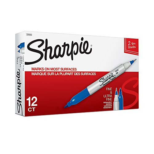 Sharpie 32003 Twin Tip Fine Point and Ultra Fine Point Permanent Marker, Blue, 12-Pack Sharpie 32003 Twin Tip Fine Point and Ultra Fine Point Permanent Marker, Blue, 12-Pack