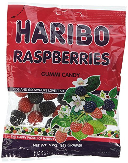 Haribo Gummi Raspberries 5 oz Bag Candy Gummy