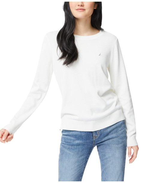 Nautica Women's Super Soft Crew Neck Sweater, Marshmallow, Medium