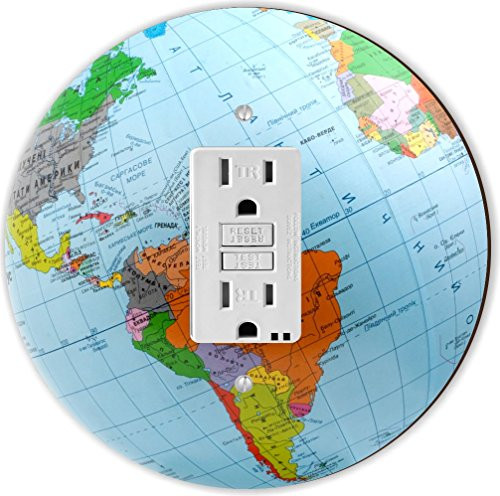 Rikki Knight RND-GFISINGLE-181 the Globe Ball Round Single GFI Light Switch Plate