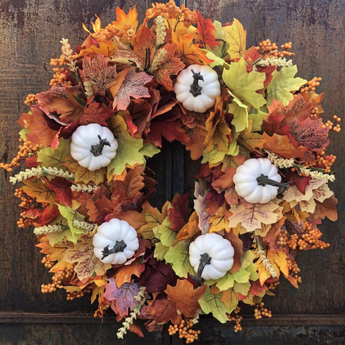 Easy Fine Fall Wreaths for Front Door 24 Inch,Farmhouse Fall Door Wreath Large,Halloween Wreath,Thanksgiving Decorations,Autumn Wreath,Fall Decor with Fall Leaves White Pumpkins Outdoor Outside Easy Fine Fall Wreaths for Front Door 24 Inch,Farmhouse Fall Door Wreath Large,Halloween Wreath,Thanksgiving Decorations,Autumn Wreath,Fall Decor with Fall Leaves White Pumpkins Outdoor Outside