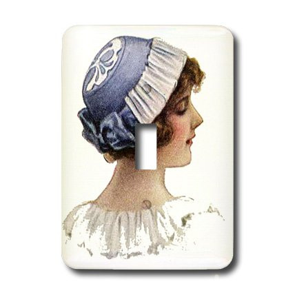 3dRose LSP_6284_1 Victorian Lady with Blue Bonnet Single Toggle Switch, Multicolor